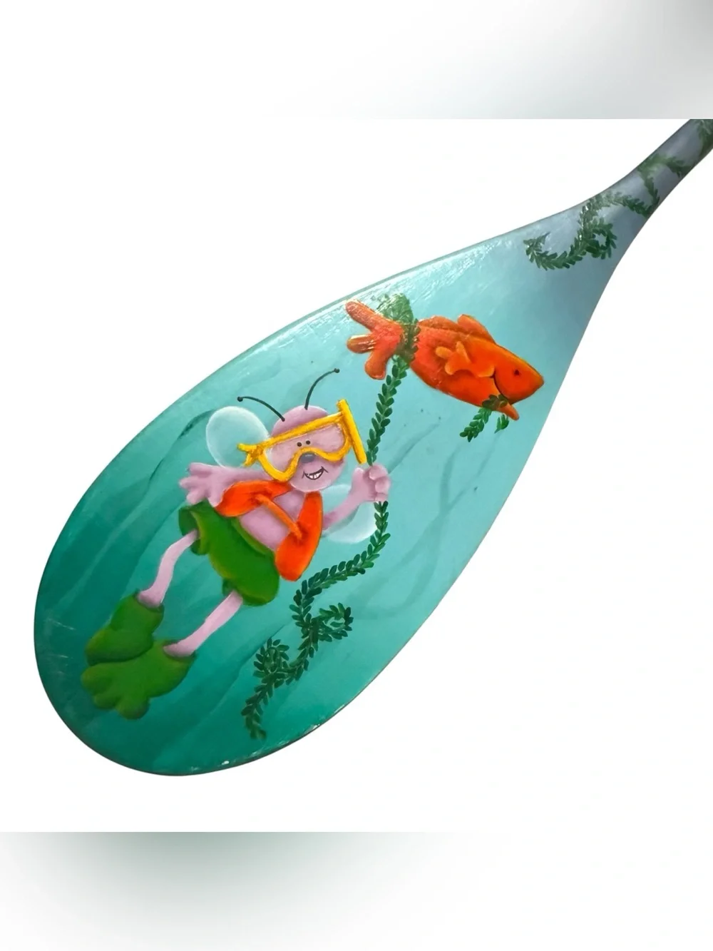 Handpainted Paddle Whimsical Fish Cute Bug Bath Decor Beach Nautical